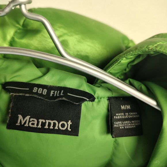 Marmot Ama Dablam Down Jacket Women's Green 800df Insulated Hood Size Medium - Picture 11 of 16